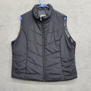 SJB‎ Active Full Zip Vest Women's XLarge Black Quilted Outerwear Double Pockets